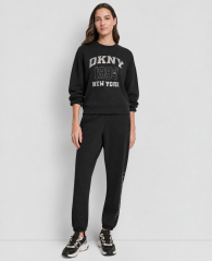 Жіночий костюм на флісі DKNY світшот та джоггери 1163192192 (Чорний M)