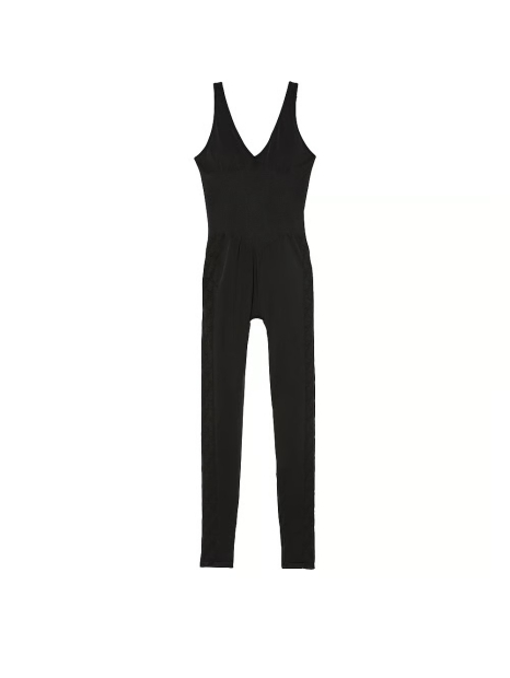 Спортивный бесшовный атласный комбинезон Victoria's Secret Pink 1159841632 (Черный S)