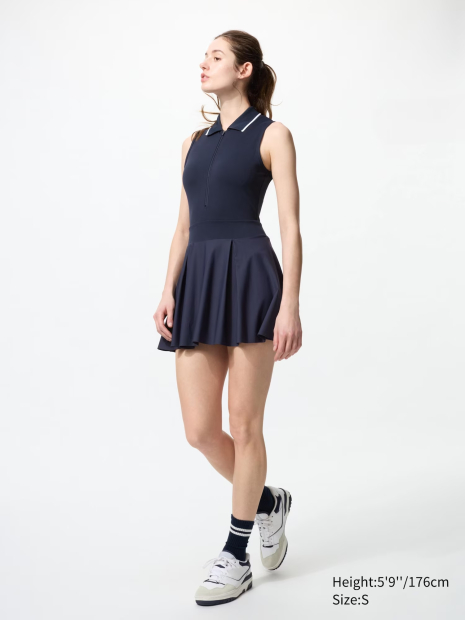 Спортивное платье-поло AIRism Uniqlo с велосипедными шортами 1159849042 (Синий S)