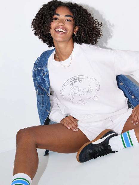 Спортивные шорты со стразами Victoria’s Secret Pink на флисе 1159857044 (Белый S)