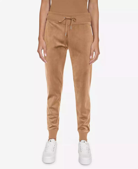 Женские велюровые спортивные штаны Calvin Klein джоггеры 1159839726 (Коричневый XS)