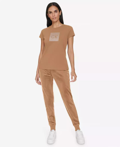 Женские велюровые спортивные штаны Calvin Klein джоггеры 1159839726 (Коричневый XS)