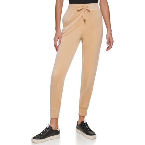 Женские велюровые штаны DKNY джоггеры 1159841091 (Бежевый XL)