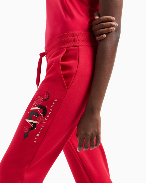 Женские легкие штаны Armani Exchange с принтом и вышивкой 1159851614 (Красный XL)