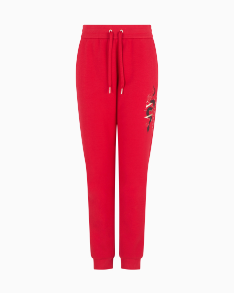 Женские легкие штаны Armani Exchange с принтом и вышивкой 1159851614 (Красный XL)