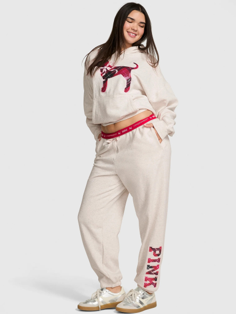 Жіночі спортивні штани джоггери Victoria's Secret Pink на флісі 1160040513 (Молочний S)