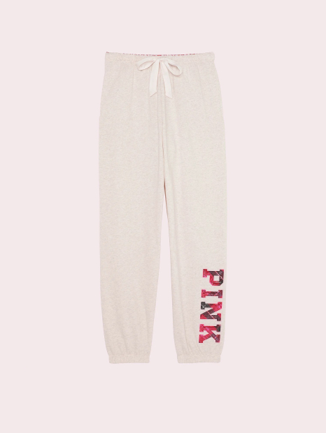 Жіночі спортивні штани джоггери Victoria's Secret Pink на флісі 1160040513 (Молочний S)