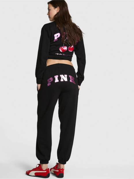 Джоггеры Victoria's Secret Pink спортивные штаны на флисе 1160135543 (Черный S)