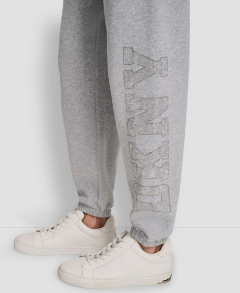 Джоггеры на флисе DKNY со стразами 1162682704 (Серый S)