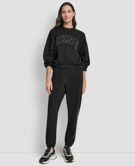 Джоггеры на флисе DKNY со стразами 1162684276 (Черный XL)