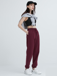 Женские спортивные штаны UNIQLO джоггеры 1159843906 (Бордовый S)