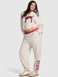 Жіночі спортивні штани джоггери Victoria's Secret Pink на флісі 1160040513 (Молочний S)