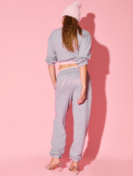 Джоггеры Victoria's Secret Pink спортивные штаны на флисе 1160149154 (Серый S)