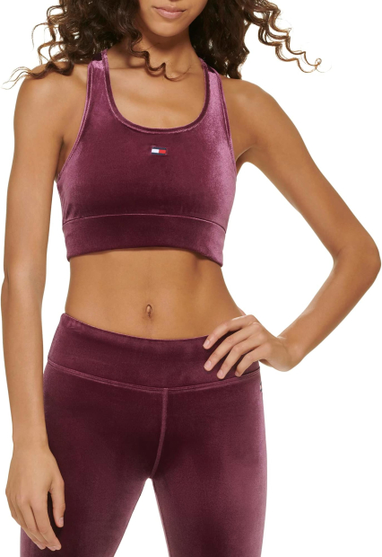 Бархатный спортивный топ Tommy Hilfiger 1159847041 (Бордовый XS)