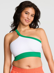 Асимметричный спортивный топ-бра Victoria's Secret Pink 1159846547 (Белый/Зеленый L)