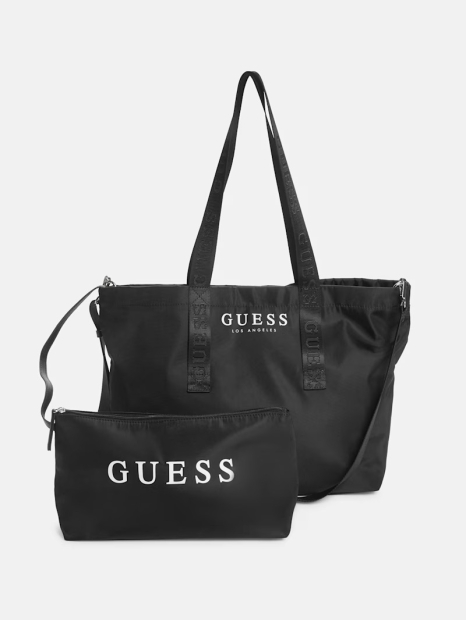 Женская большая сумка тоут Guess с клатчем 1159839535 (Черный One size)
