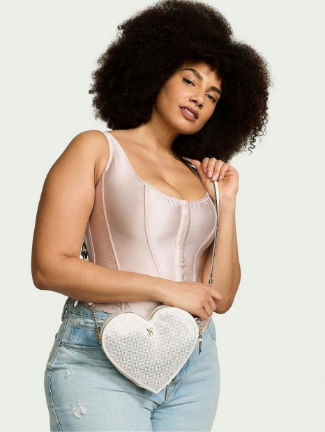 Жіноча сумка кроссбоді зі стразами Victoria's Secret у формі серця 1159841971 (Білий One size)