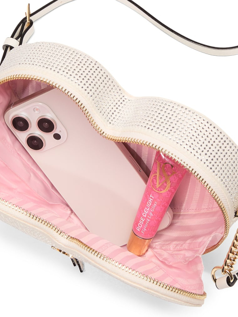 Жіноча сумка кроссбоді зі стразами Victoria's Secret у формі серця 1159841971 (Білий One size)