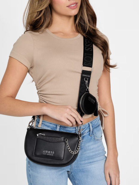 Жіноча сумка-кроссбоді Guess з двома гаманцями 1159842626 (Чорний One size)
