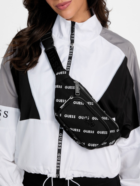 Поясная сумка Guess бананка с логотипом 1159842729 (Черный One Size)