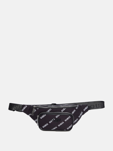 Поясная сумка Guess бананка с логотипом 1159842729 (Черный One Size)