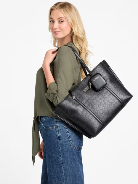 Стильная сумка тоут Rue Perforated Guess с кошельком 1159844336 Черный