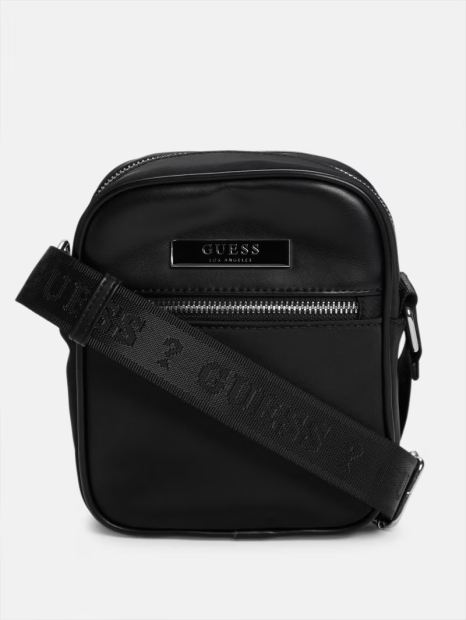 Нейлонова сумка через плече Mens Nylon PU Stripe Crossbody Guess кроссбоді 1159844396 Чорний
