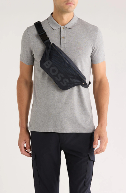 Вместительная поясная сумка Hugo Boss бананка 1159844516 Синий