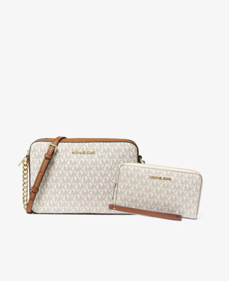 Женский комплект Michael Kors сумка кроссбоди и кошелек 1159845135 Молочный
