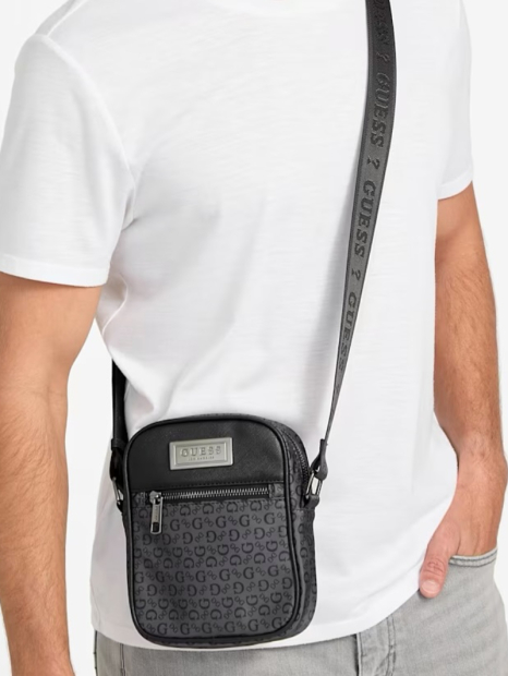 Сумка через плечо Logo Crossbody Guess с монограммой бренда 1159846013 Серый