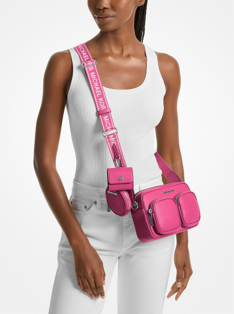 Кожаная сумка кроссбоди с кошельком и кейсом для наушников Jet Set Michael Kors 1159847416 Розовый