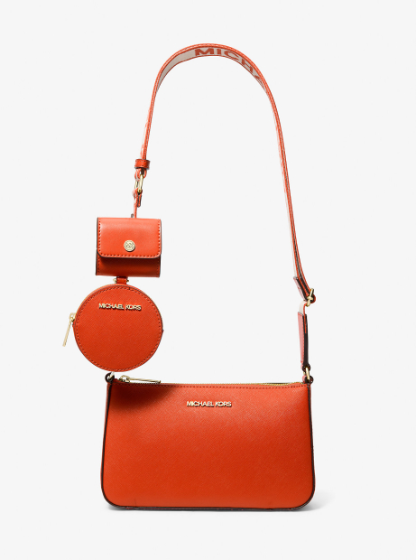 Шкіряна сумка кроссбоді з гаманцем та кейсом для навушників Jet Set Michael Kors 1159847445 Помаранчевий