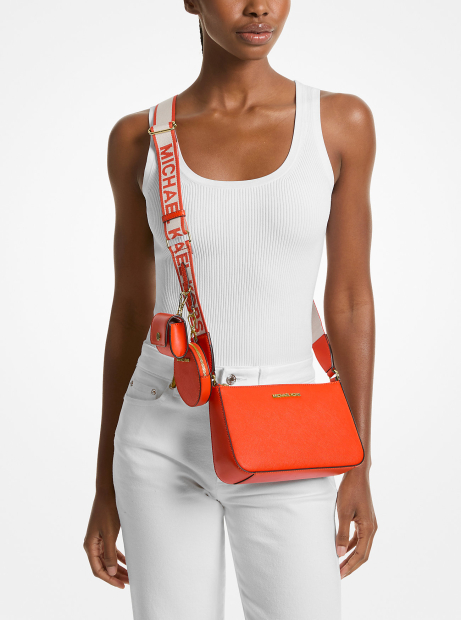 Шкіряна сумка кроссбоді з гаманцем та кейсом для навушників Jet Set Michael Kors 1159847445 Помаранчевий