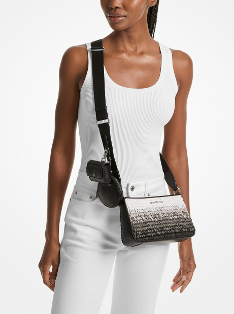 Соломенная сумка кроссбоди с кошельком и кейсом для наушников Jet Set Travel Michael Kors 1159847892 Черный