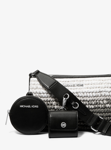 Соломенная сумка кроссбоди с кошельком и кейсом для наушников Jet Set Travel Michael Kors 1159847892 Черный