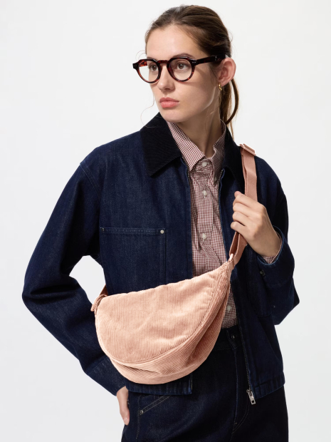 Сумка вельветовая UNIQLO через плечо 1159849561 Розовый