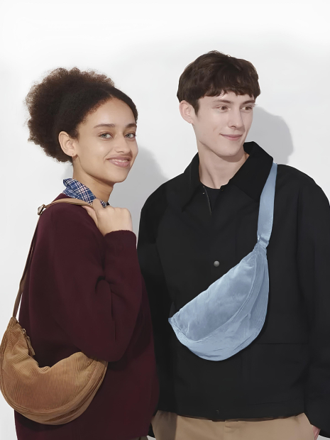 Сумка вельветовая UNIQLO через плечо 1159849564 Голубой