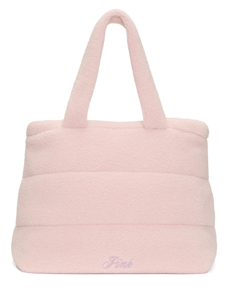 Плюшева жіноча сумка-шоппер Victoria's Secret Pink на блискавці 1159849953 Рожевий
