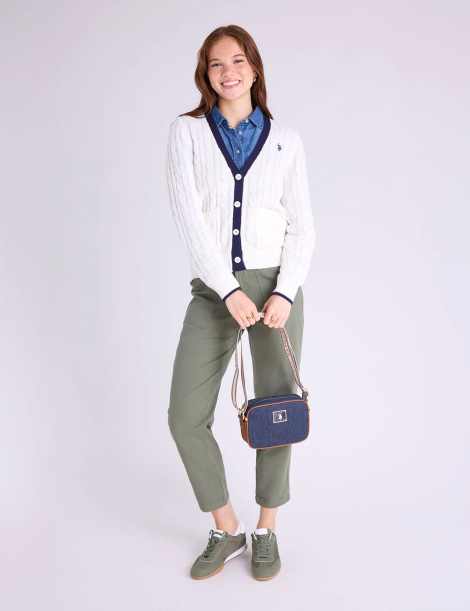 Женская сумка кроссбоди U.S. Polo Assn с логотипом 1159849998 Синий/Коричневый