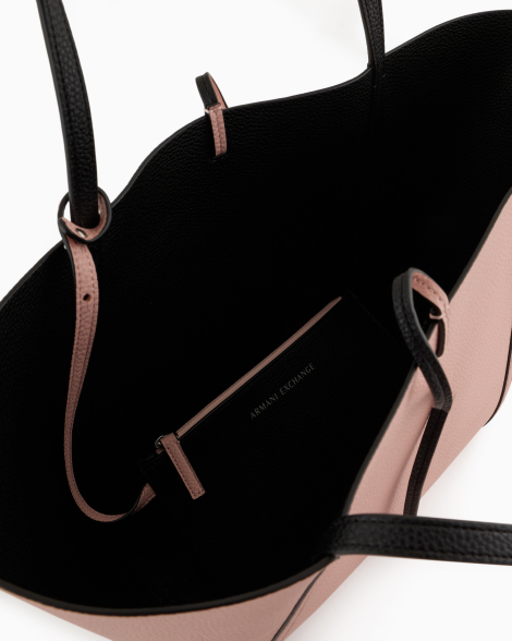 Двухсторонняя сумка шоппер Armani Exchange с кошельком 1159850198 Черный/Розовый