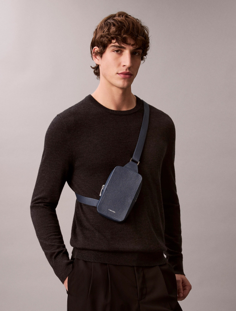 Шкіряна сумка через плече Calvin Klein 1159851323 Синій