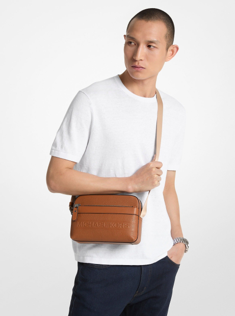 Мужская кожаная сумка кроссбоди Hudson Michael Kors в подарочной коробке 1159851935 Коричневый