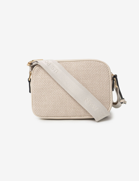 Женская твидовая сумка кроссбоди U.S. Polo Assn с логотипом 1159854542 Молочный