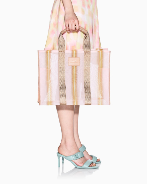 Полупрозрачная сумка шоппер Armani Exchange 1159854699 Коричневый/Розовый