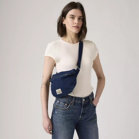Джинсова поясна сумка Levi's бананка слінг 1159857207 Синій