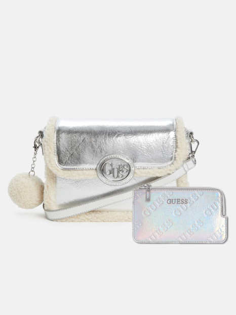Женский набор Guess сумка кроссбоди и картхолдер 1159859080 Серебристый