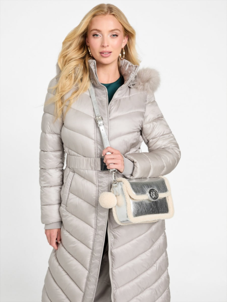 Женский набор Guess сумка кроссбоди и картхолдер 1159859080 Серебристый