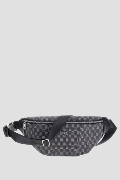 Поясна сумка Guess бананка з логотипом 1159863198 Сірий
