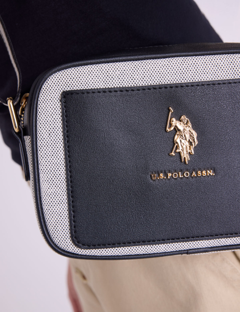 Жіноча сумка кроссбоді US Polo Assn з логотипом 1159866762 Чорний/Білий
