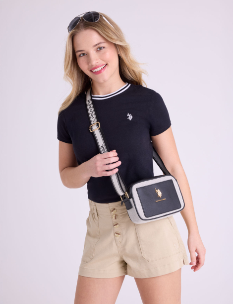 Жіноча сумка кроссбоді US Polo Assn з логотипом 1159866762 Чорний/Білий